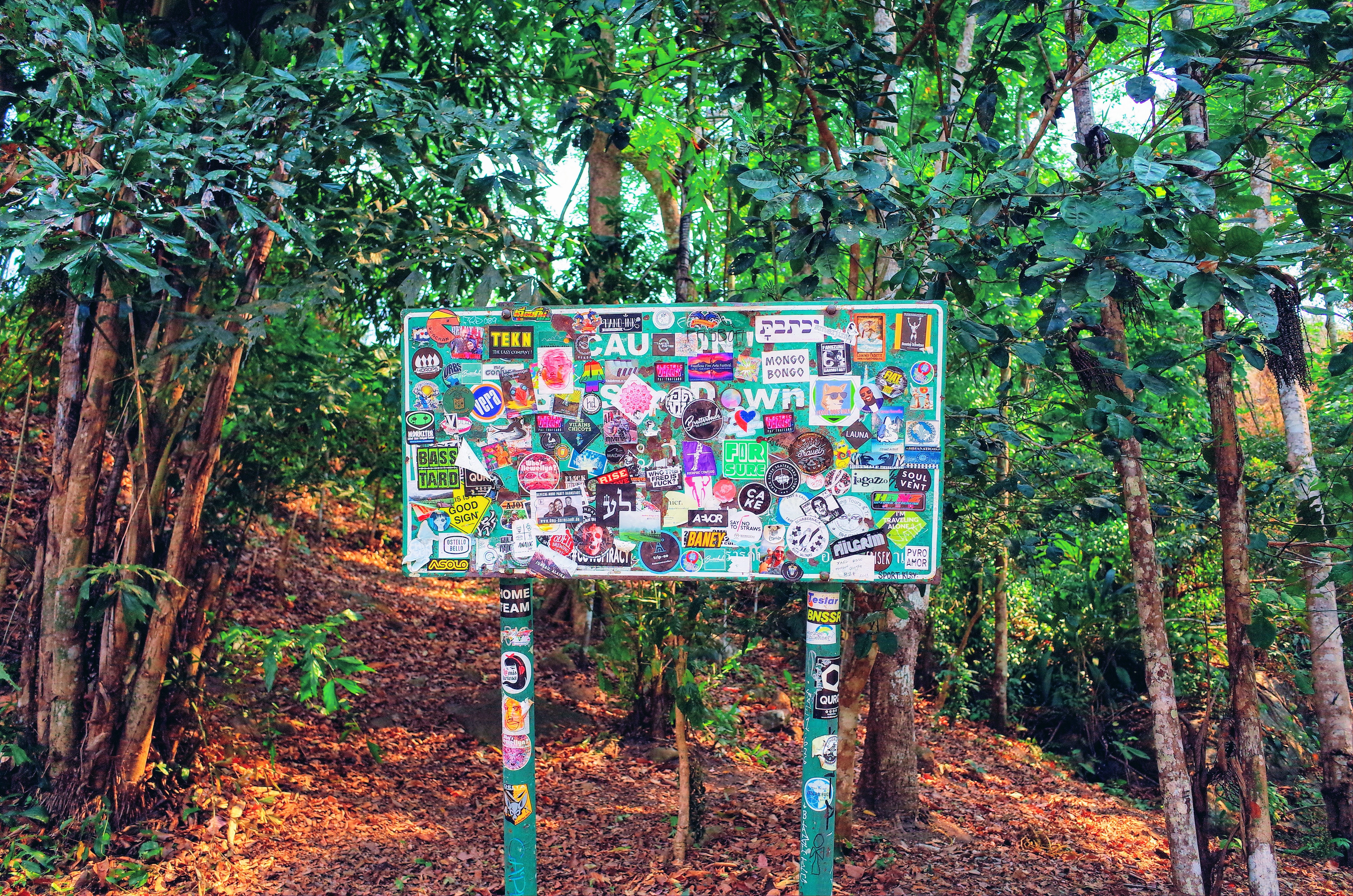 パーイの看板に貼られたステッカーの写真。